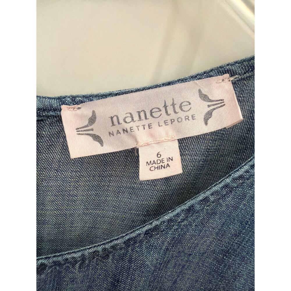 Nanette Lepore Denim Chambray Hi Low Maxi Dress Women's Size 6 Asymmetrical Hem - Picture 5 of 10